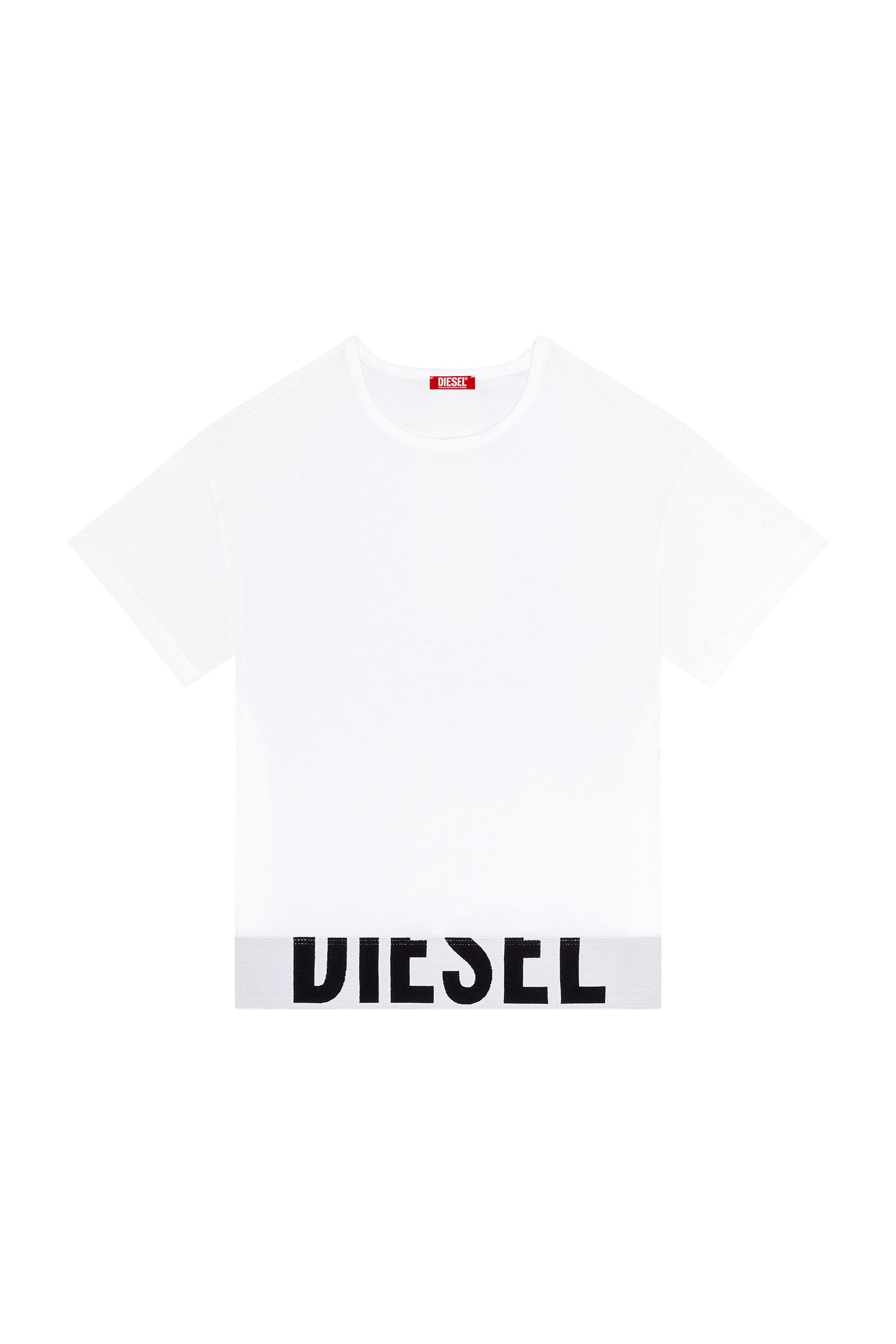 Diesel - UFTEE-SPORT-CROPPED-T-SHIRT, Woman's Sporty cropped top with logo band in White - 2
