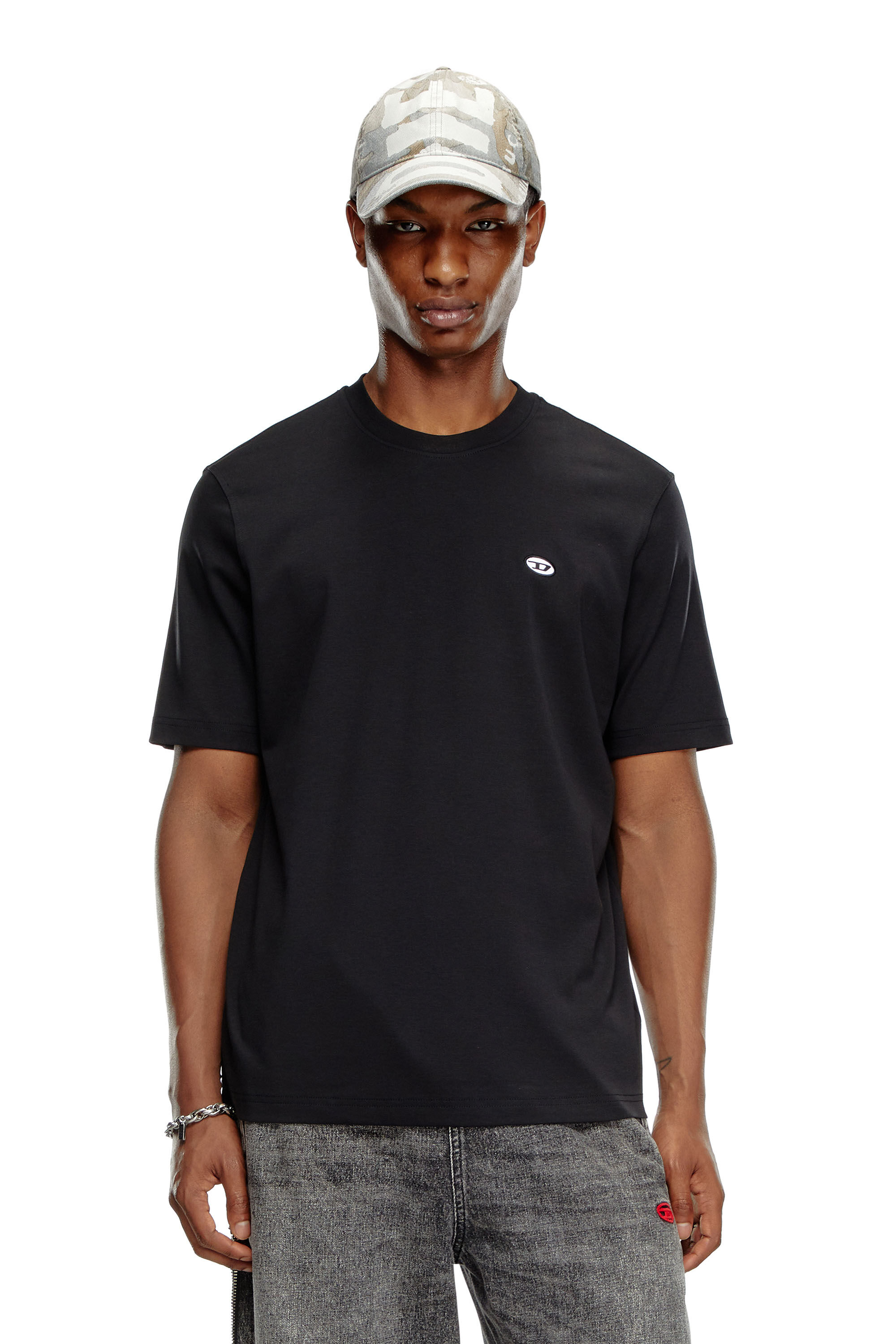 Diesel - T-ADJUST-DOVAL-PJ, Man's T-shirt with Oval D patch in Black - 3
