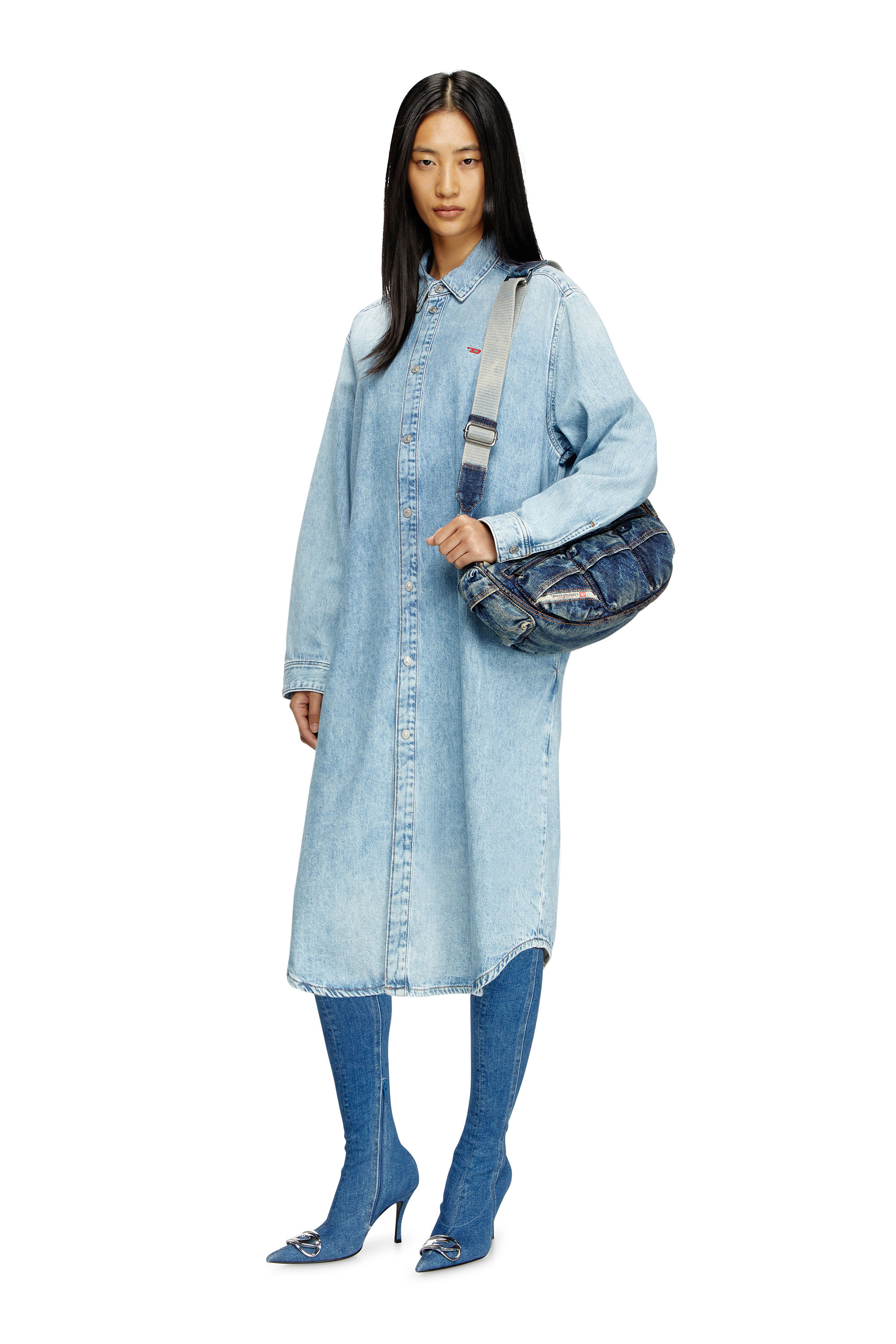 Diesel - DE-DALIS, Woman's Shirt dress in denim in Light Blue - 1
