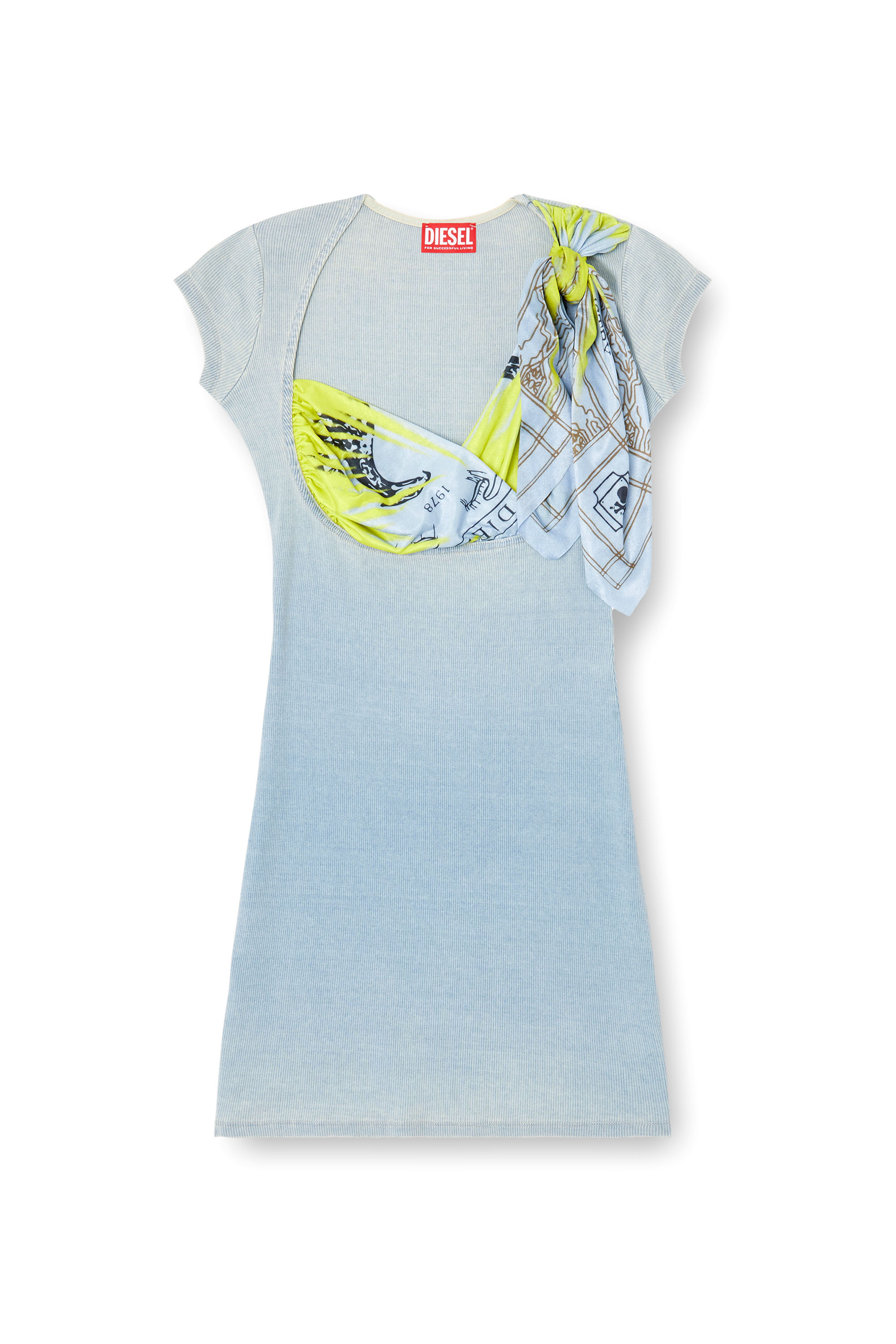 Diesel - D-LERYN, Woman's Mini dress with bandana bra insert in Light Blue - 2