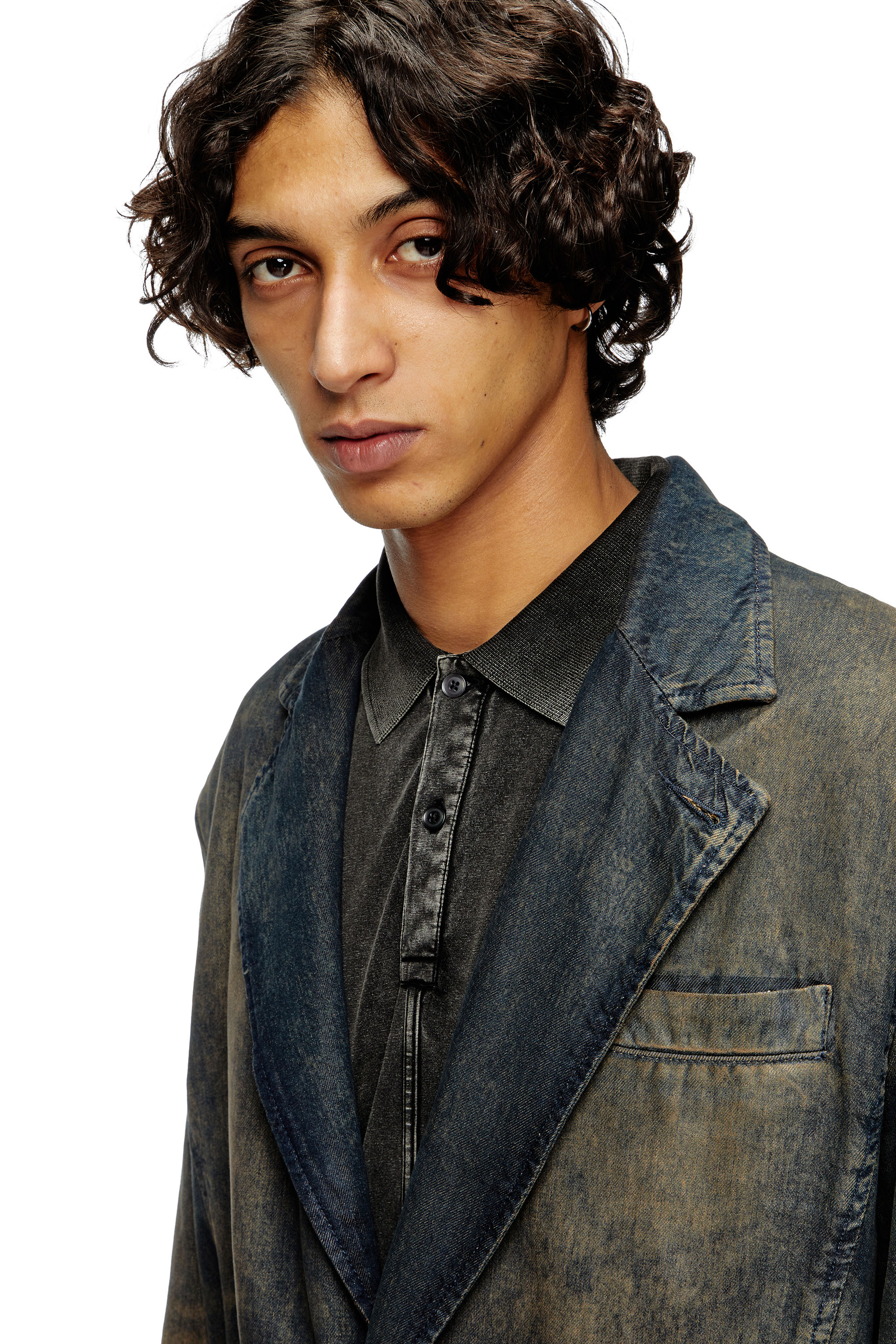 Diesel - D-REG-S, Unisex's Blazer in fluid shaded denim in Dark Blue - 6