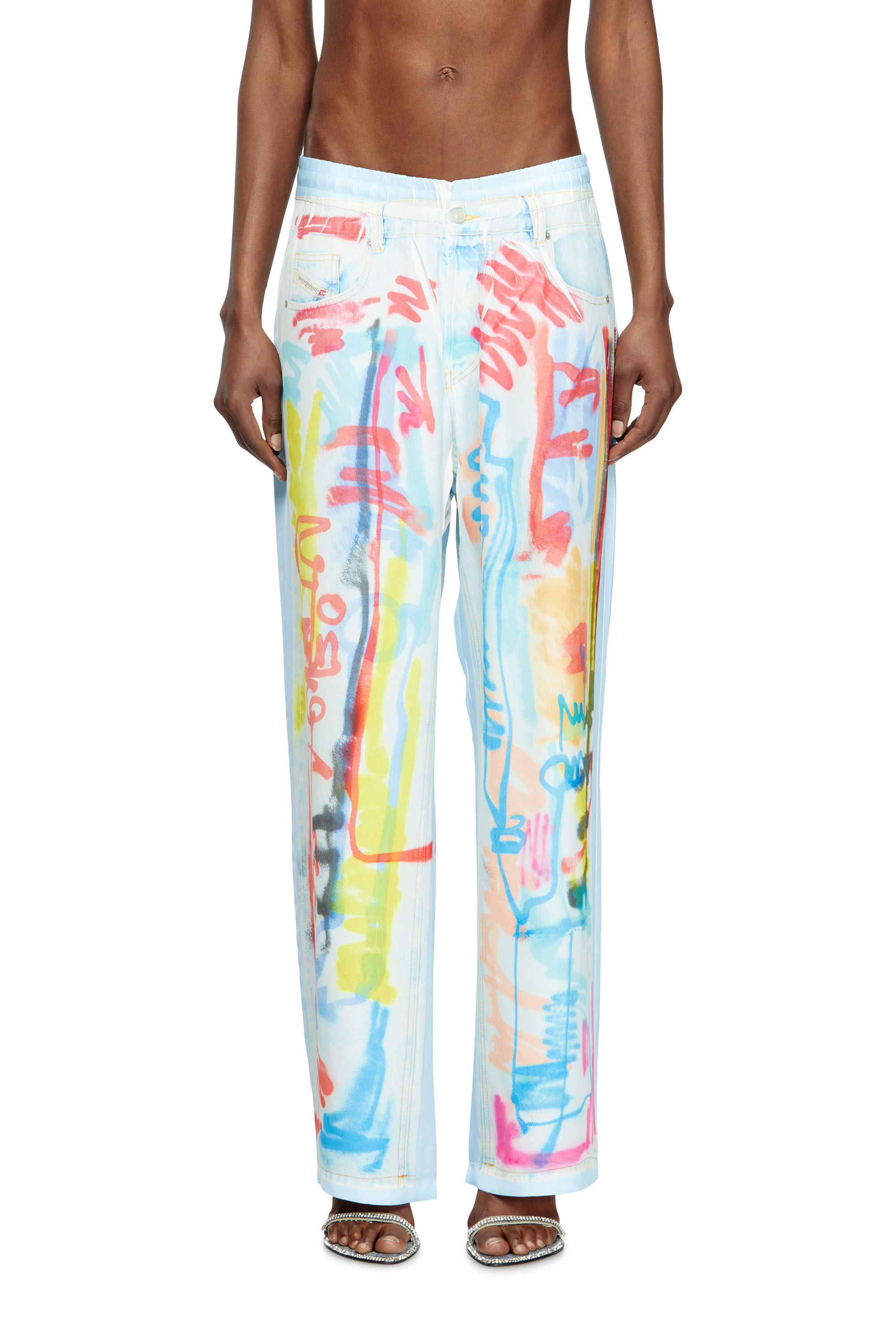 Diesel - P-AFTER-GRAFFITI-AFR, Unisex's Relaxed pant with graffiti print in Blue/White - 5