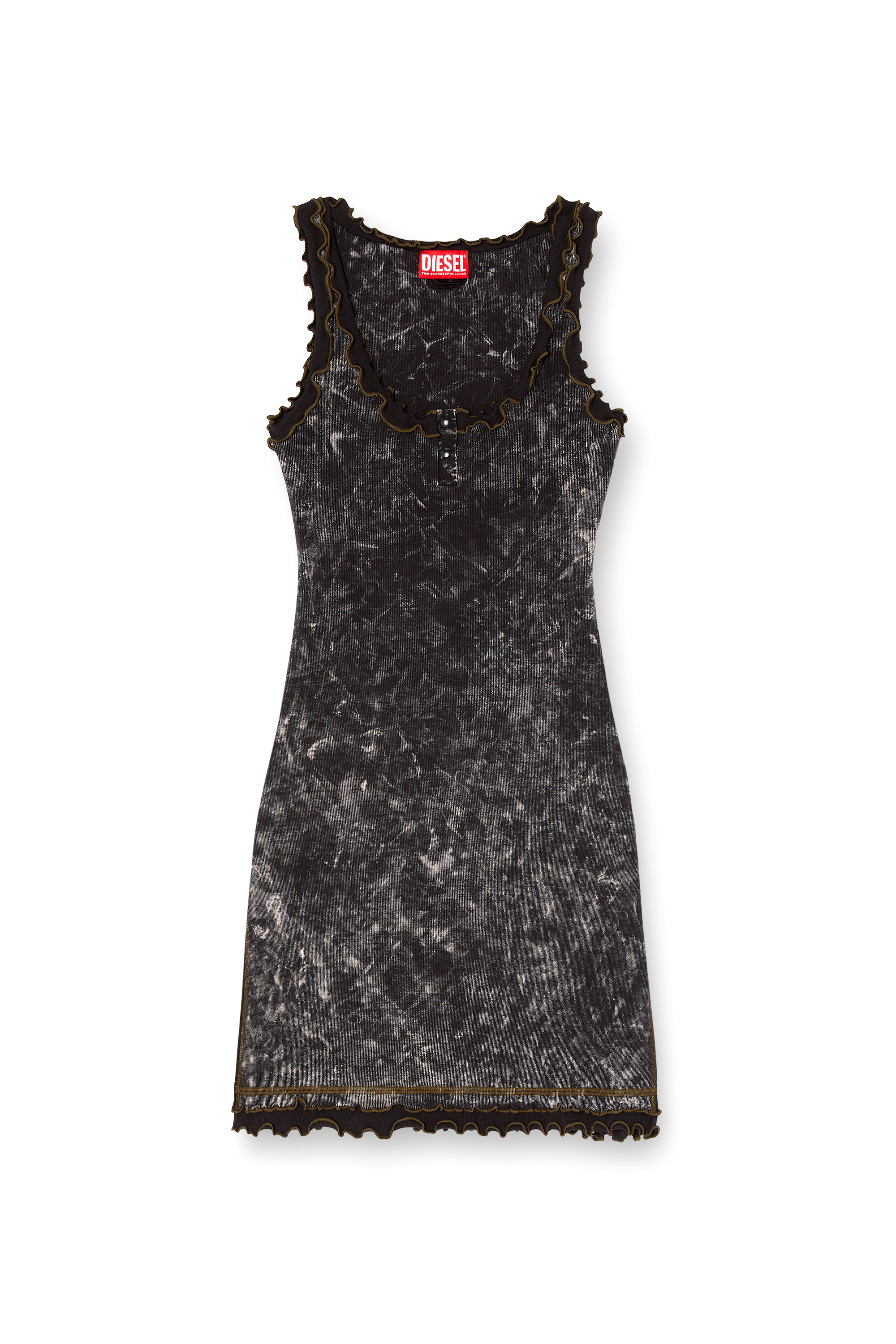 Diesel - D-CERTA, Woman's Stretch mini dress with contrasting trims in Black - 2