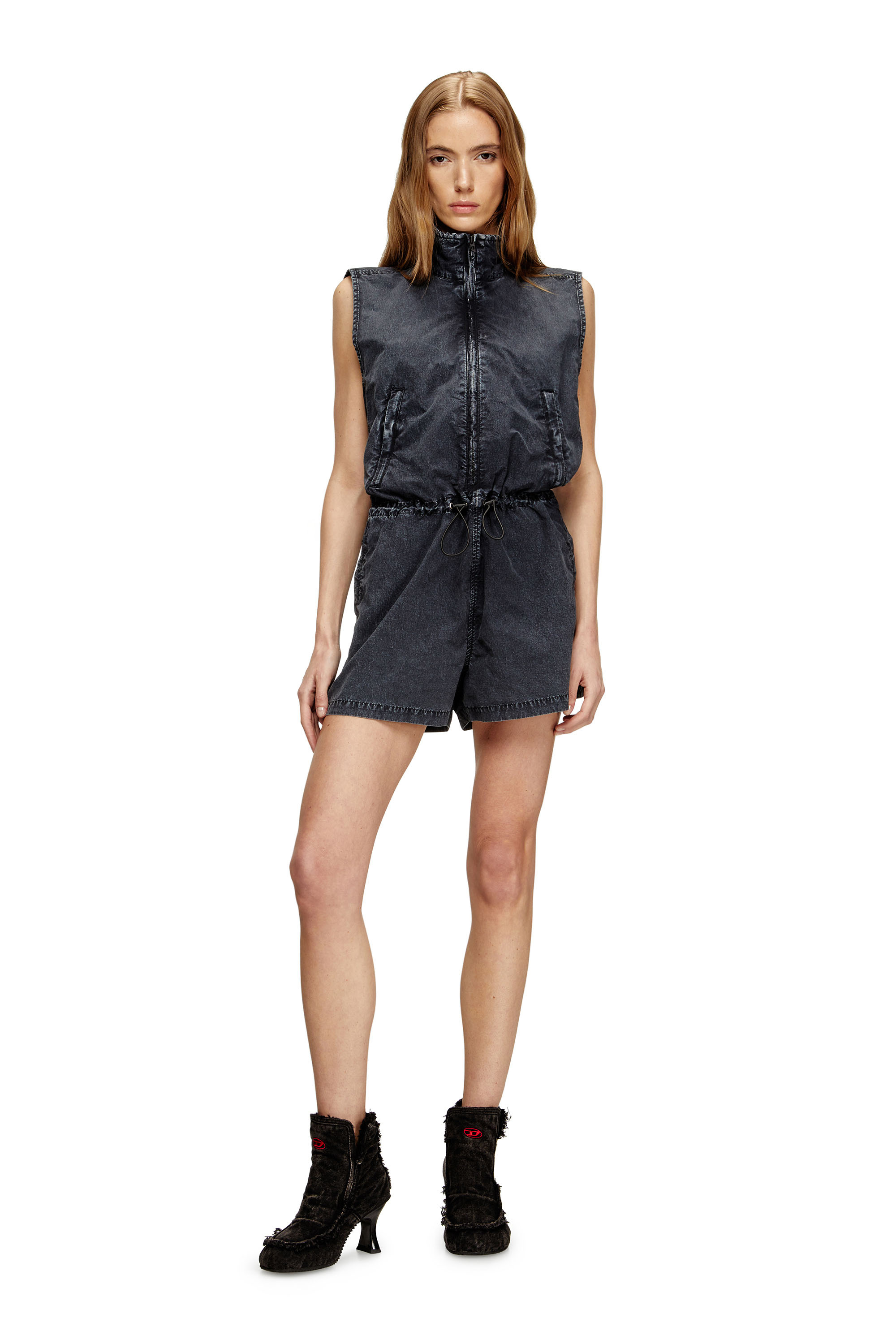 Diesel - J-ANNET, Woman's Playsuit in treated nylon in Dark Blue - 3