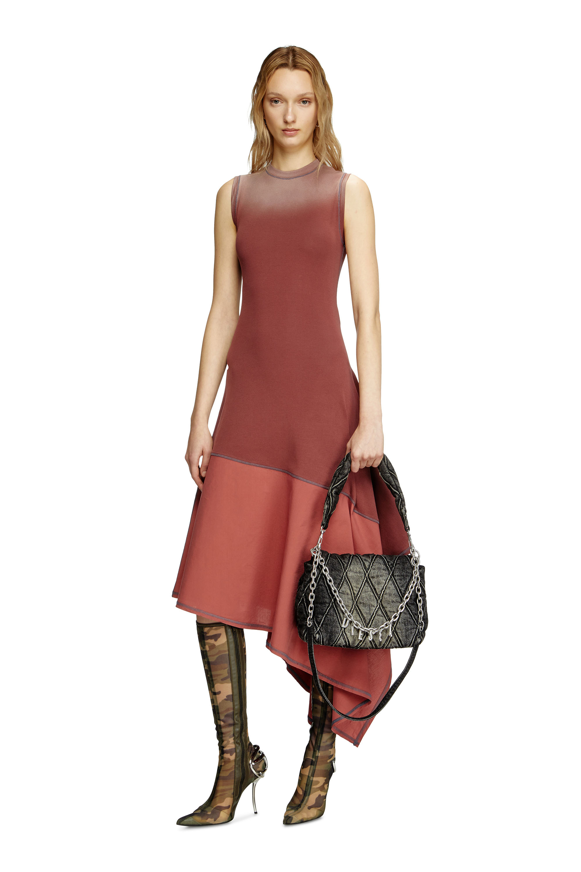 Diesel - D-ELICY, Woman's Asymmetric sleeveless dress in Pink - 3