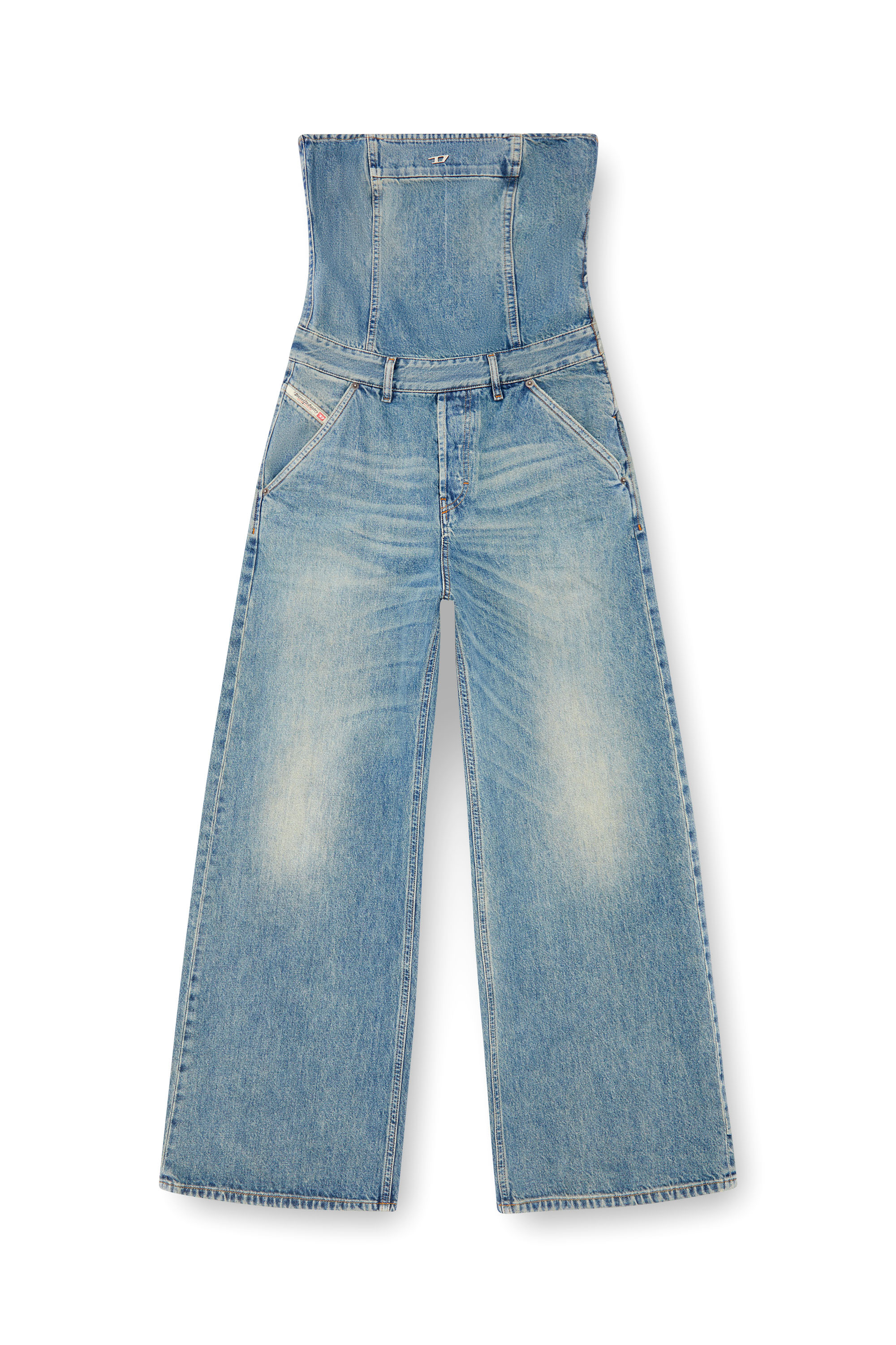 Diesel - DE-BRIDE, Woman's Denim strapless jumpsuit in Light Blue - 2
