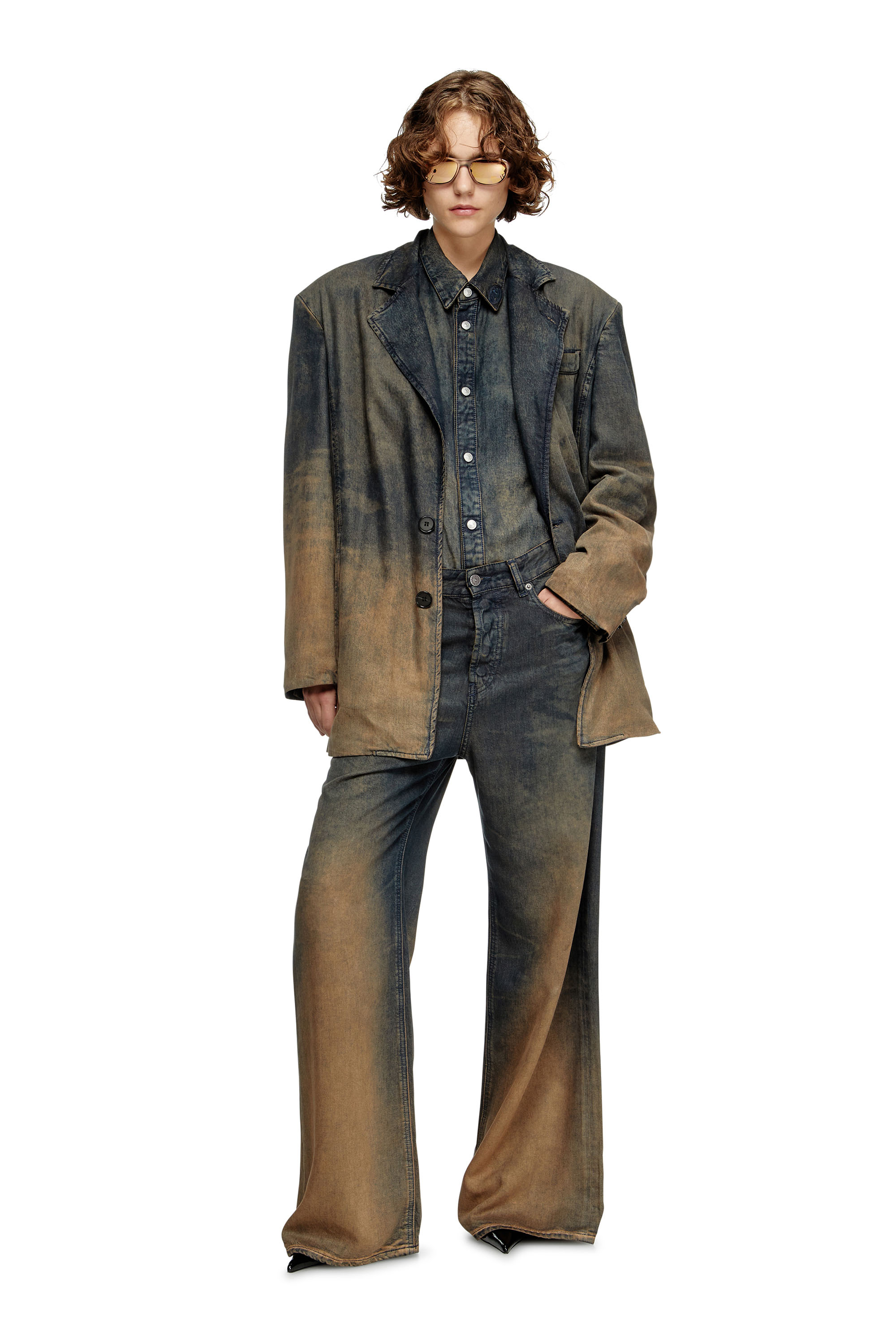 Diesel - D-REG-S, Unisex's Blazer in fluid shaded denim in Dark Blue - 8