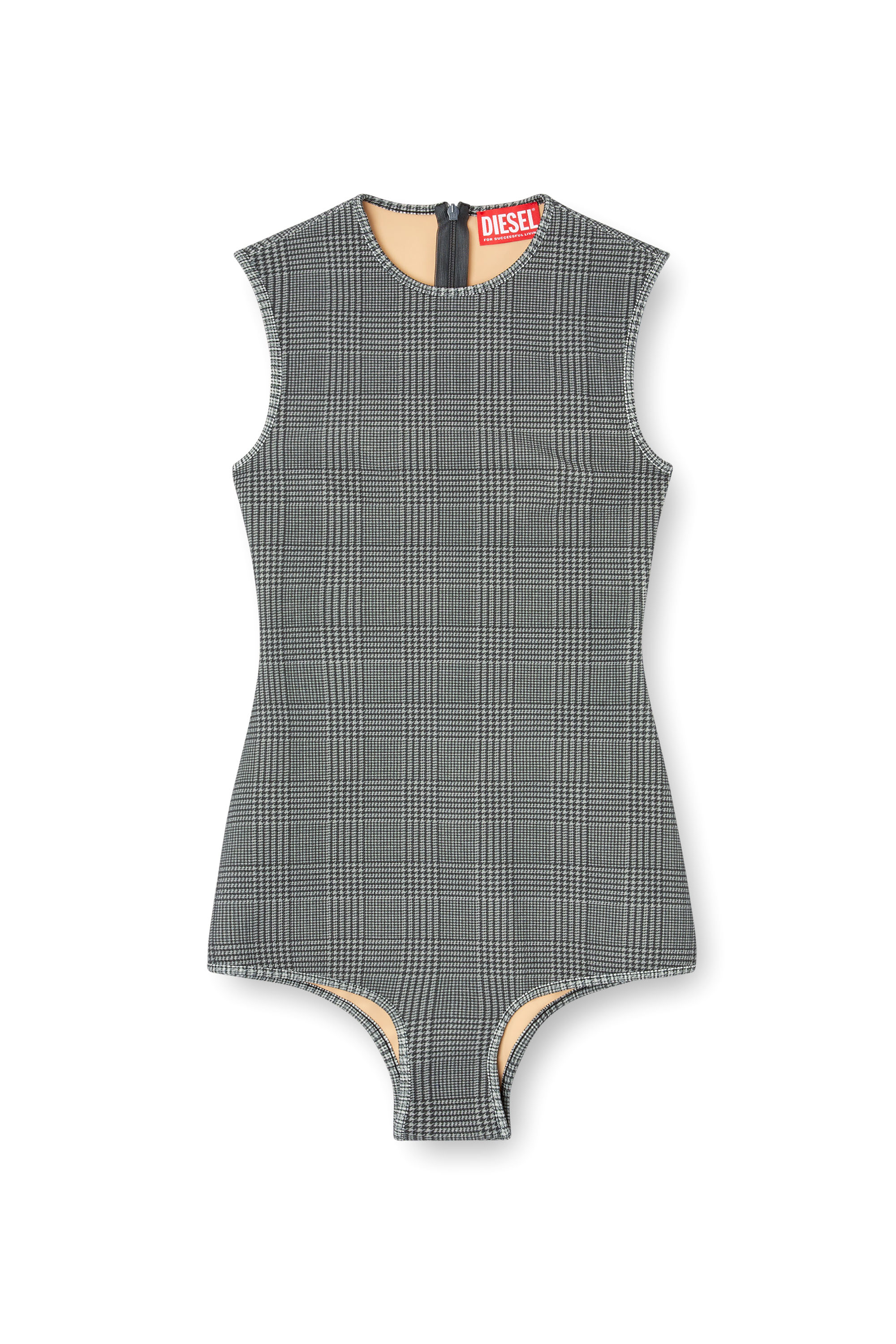 Diesel - J-ETTA, Woman's Bodysuit in checked bonded jersey in Grey - 2