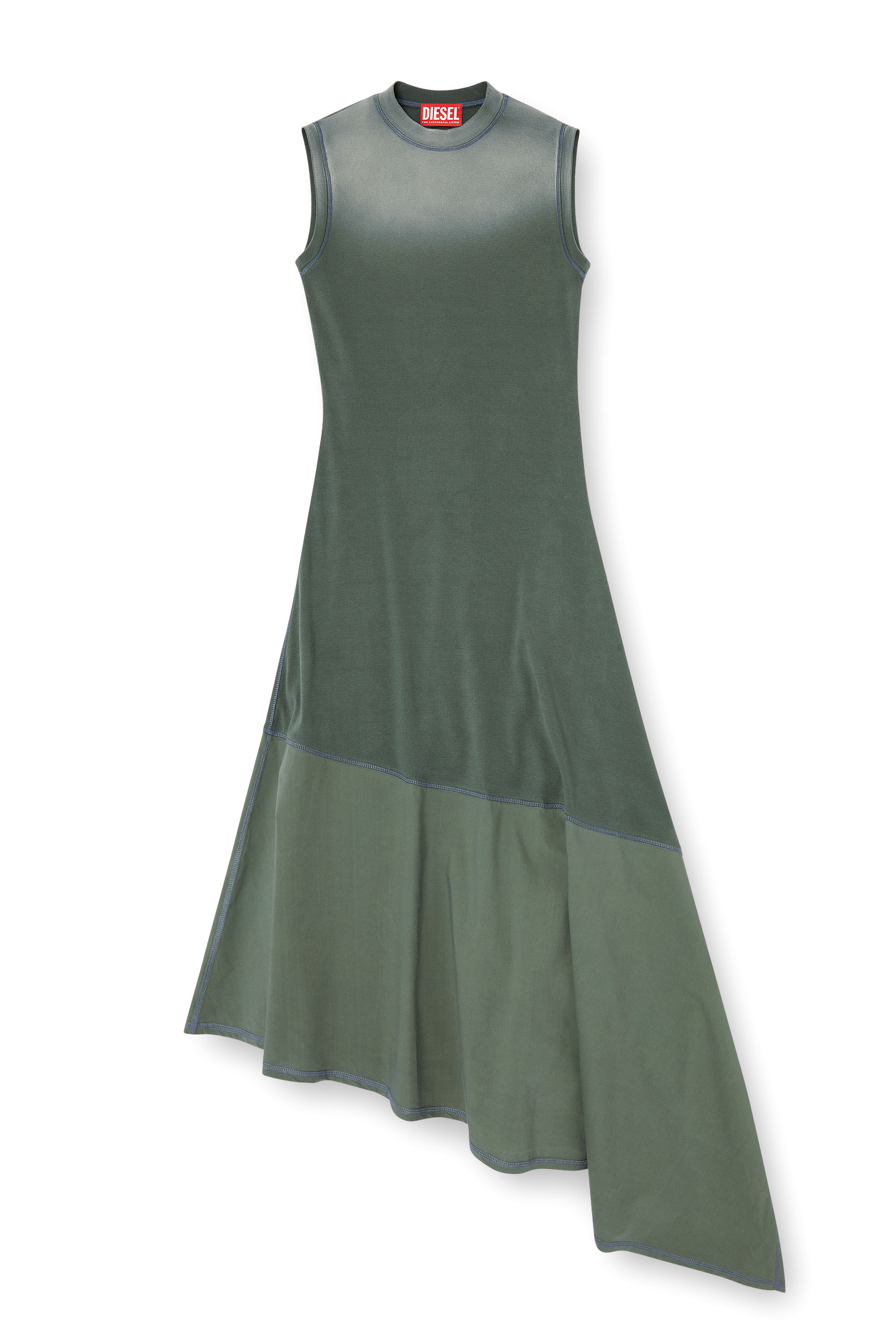 Diesel - D-ELICY, Woman's Asymmetric sleeveless dress in Dark Green - 2