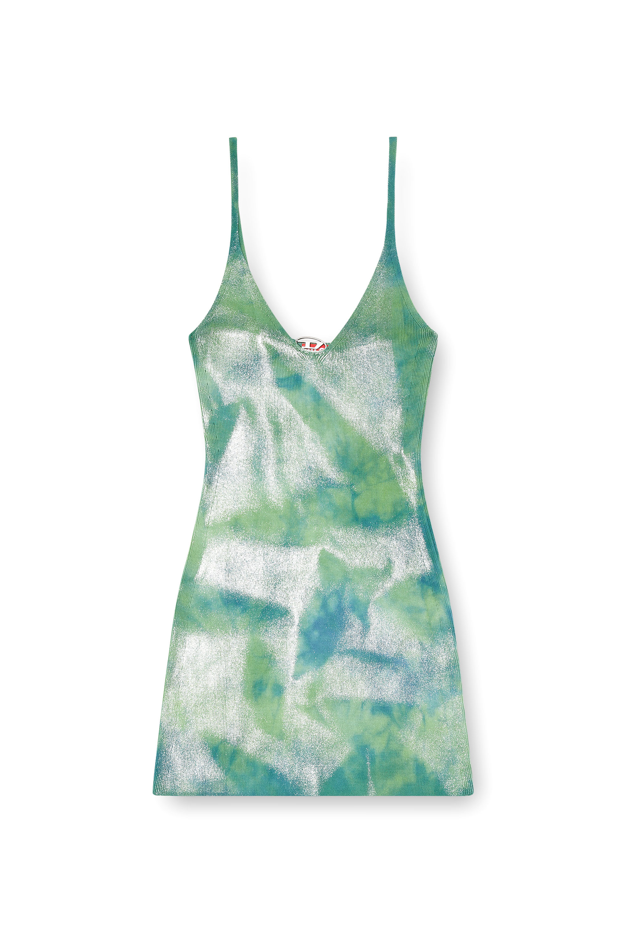 Diesel - M-ISMA, Woman's Knitted dress with metallic accent in Blue/Green - 2