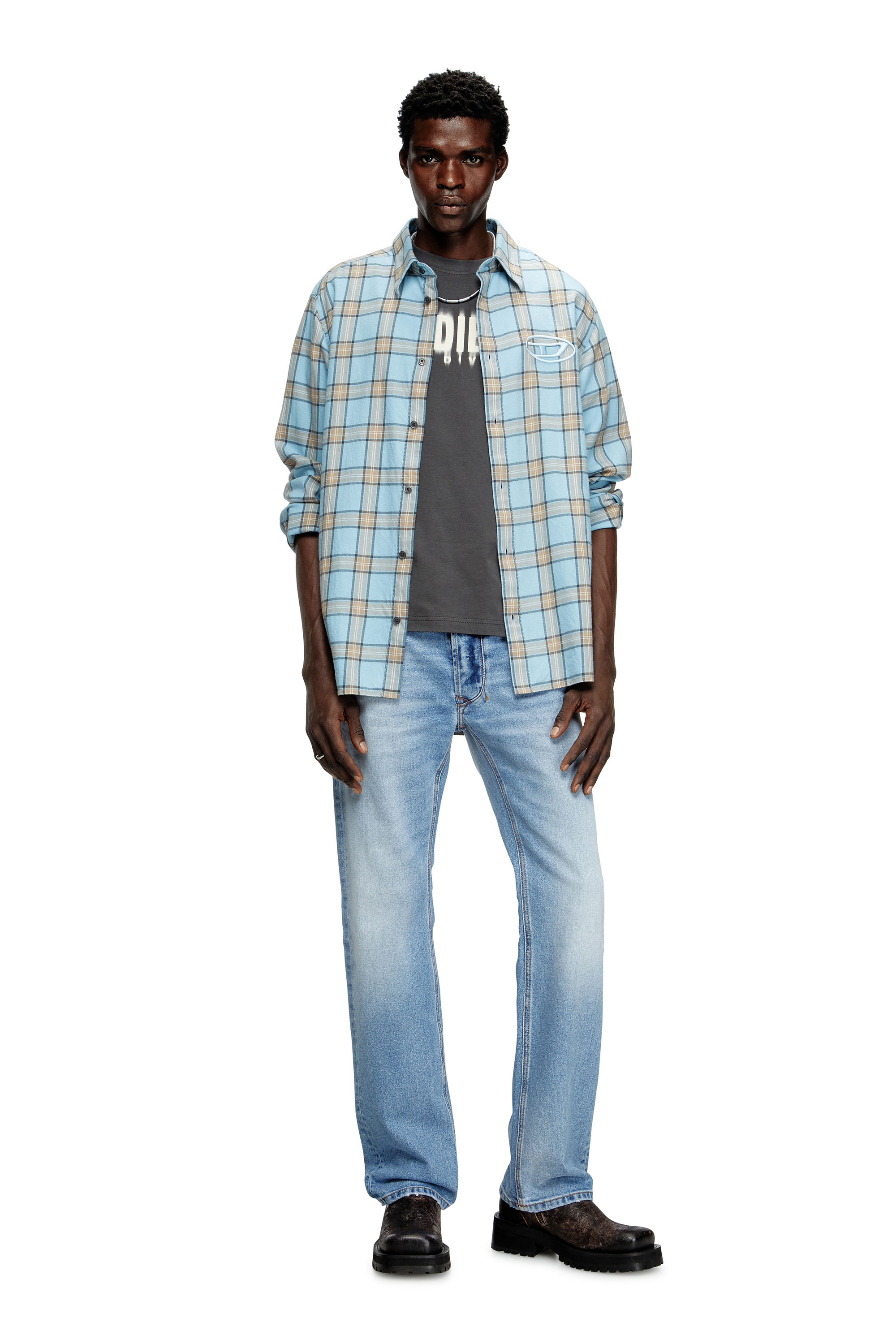 Diesel - T-ADJUST-Q7, Man's T-shirt with blurry Diesel logo in Dark grey - 2