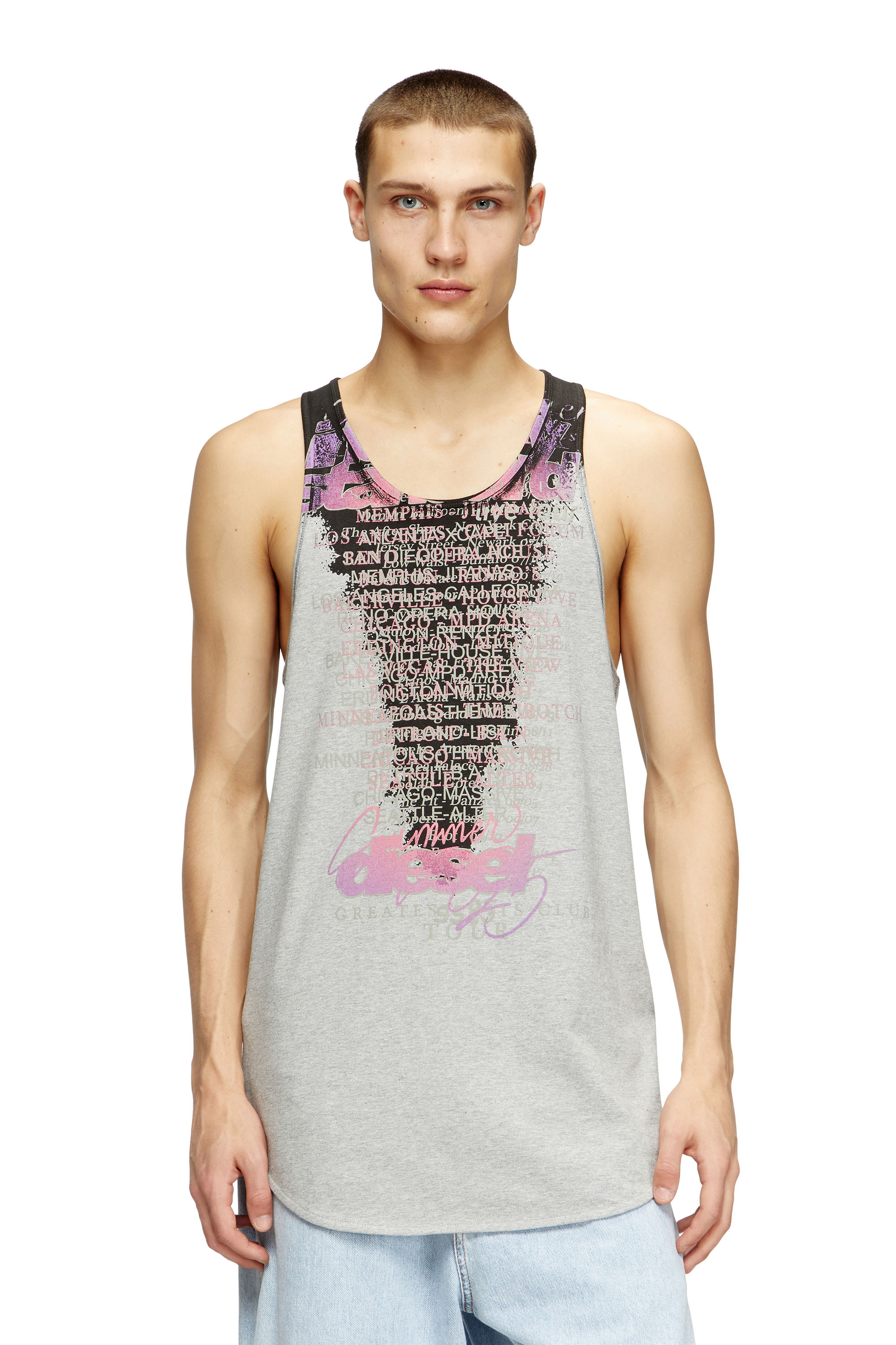 Diesel - T-SHAN, Unisex's Tank top with lyrics print in Grey - 1