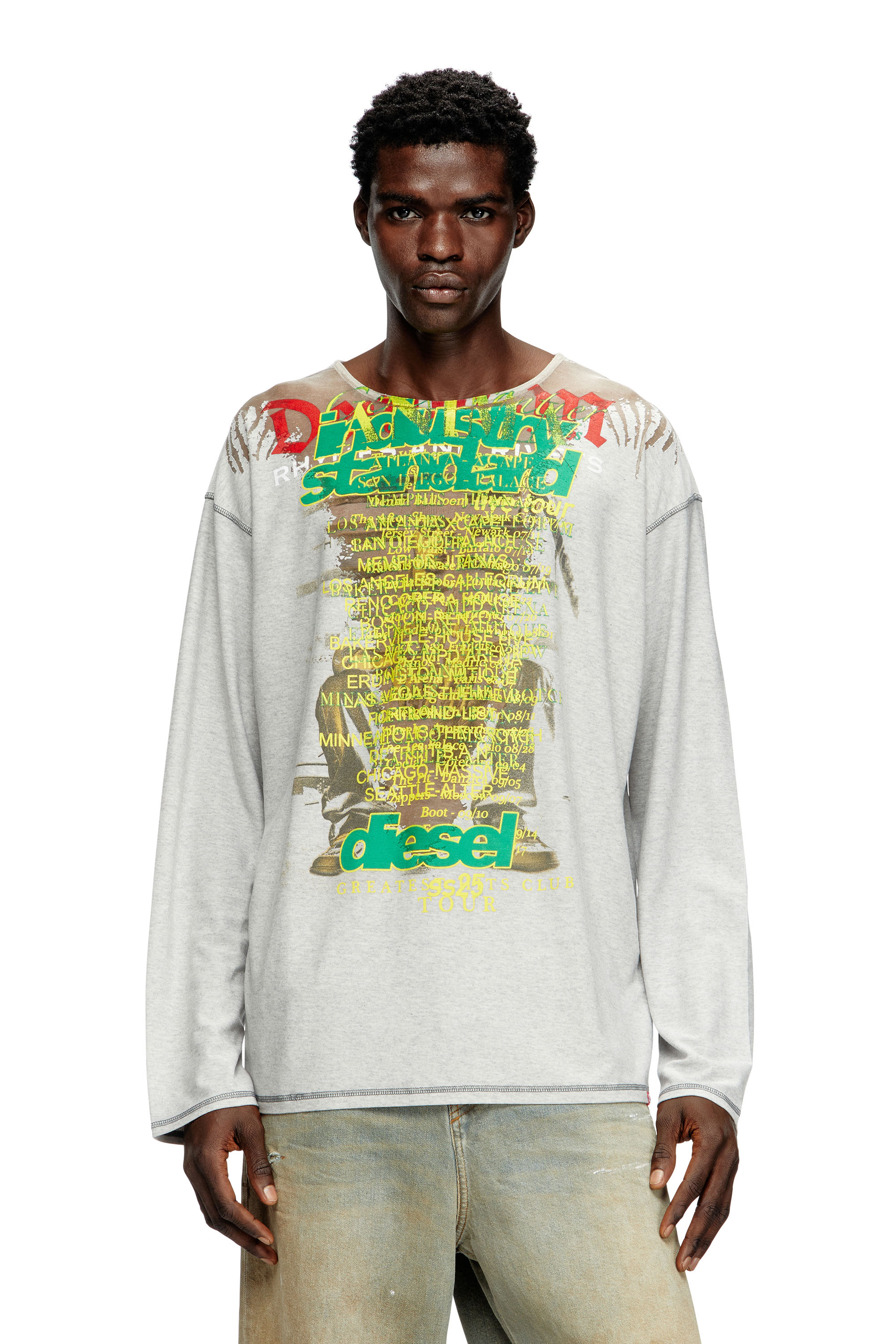 Diesel - T-JERRY-B, Unisex's Long-sleeve T-shirt with lyrics print in Grey - 1