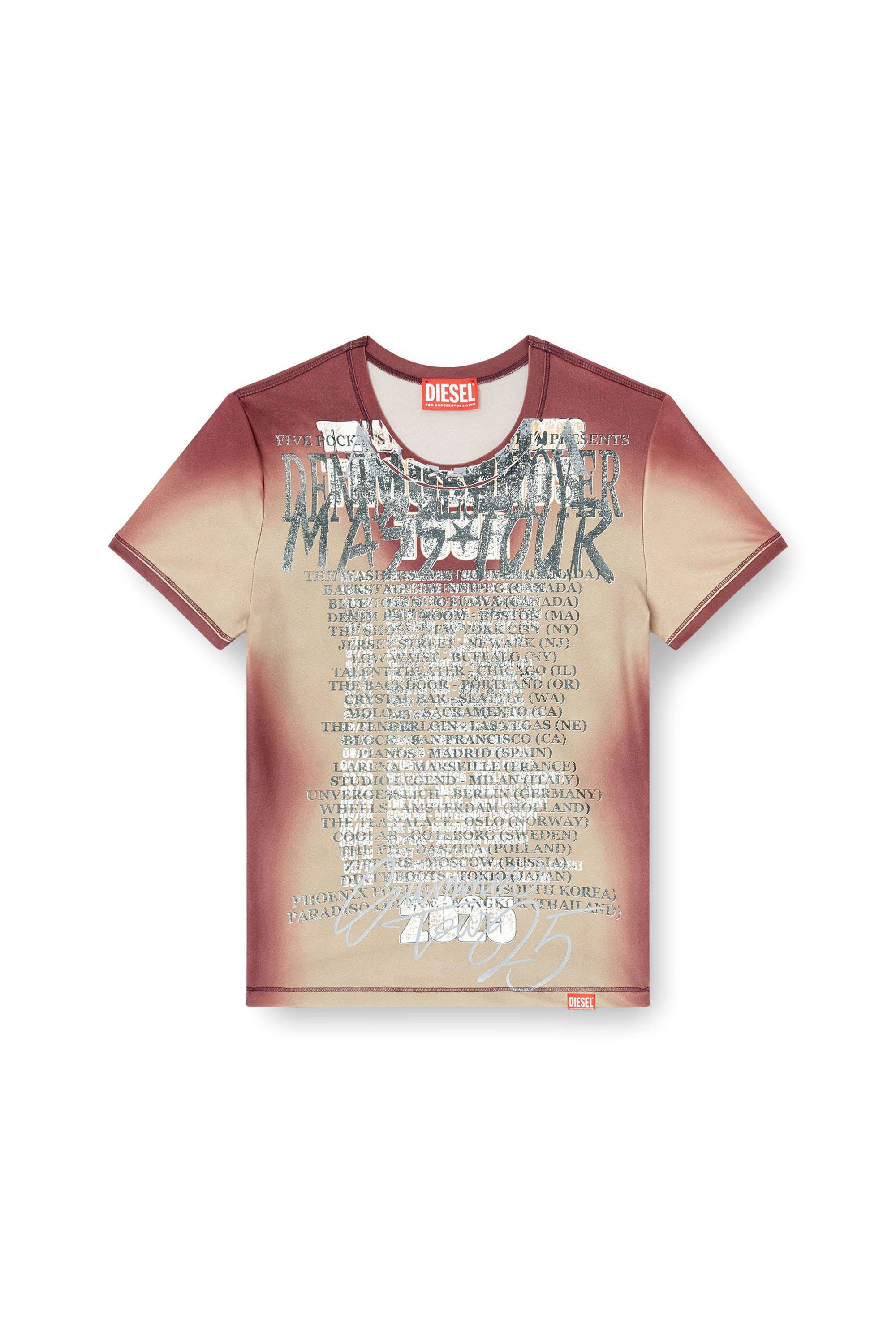 Diesel - T-KALYC, Woman's Short-sleeve top with lyrics print in Brown - 3