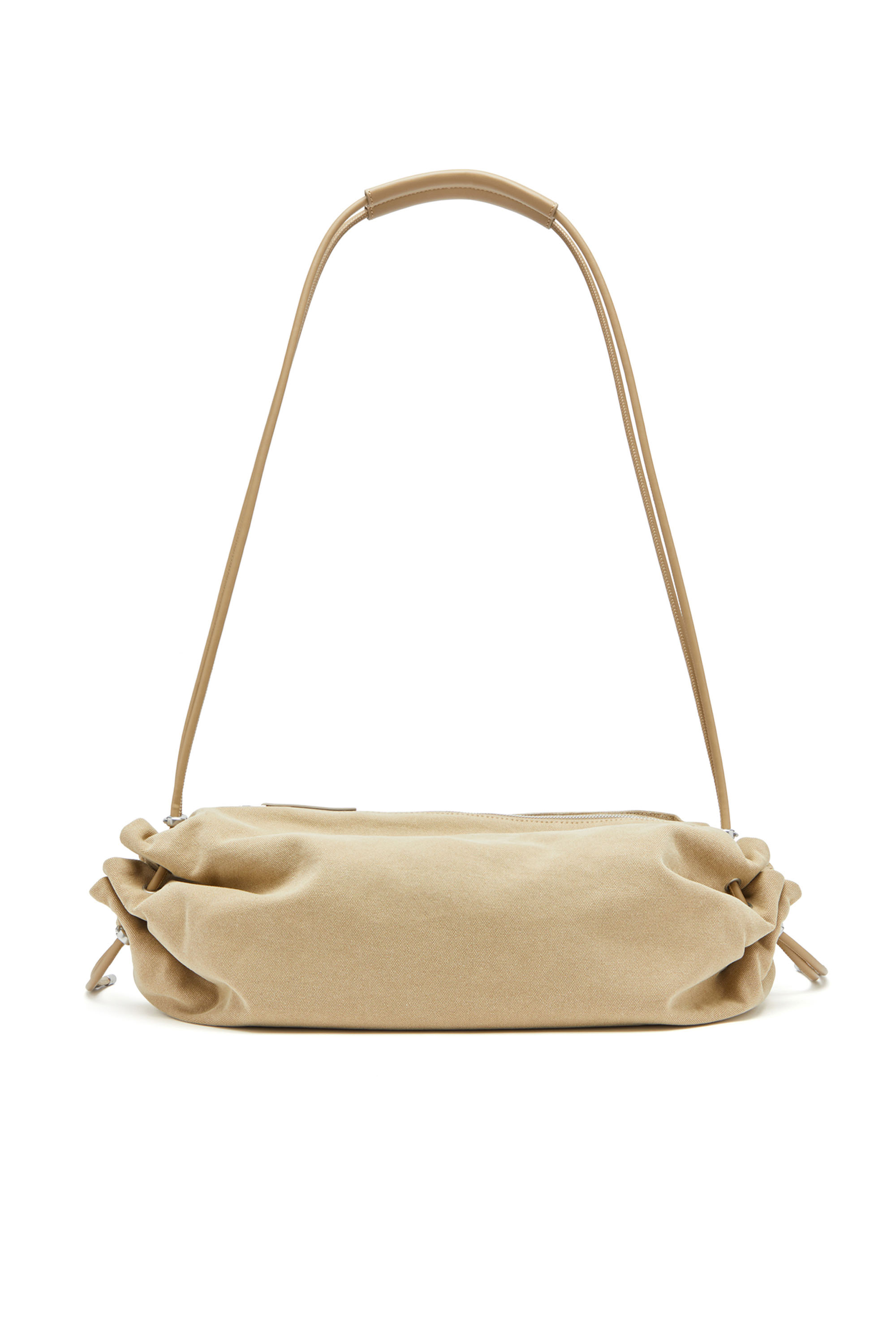 Diesel - SCRUNCH-D CROSSBODY L, Woman's Scrunch-D L-Scrunched duffle bag in treated canvas in Beige - 3