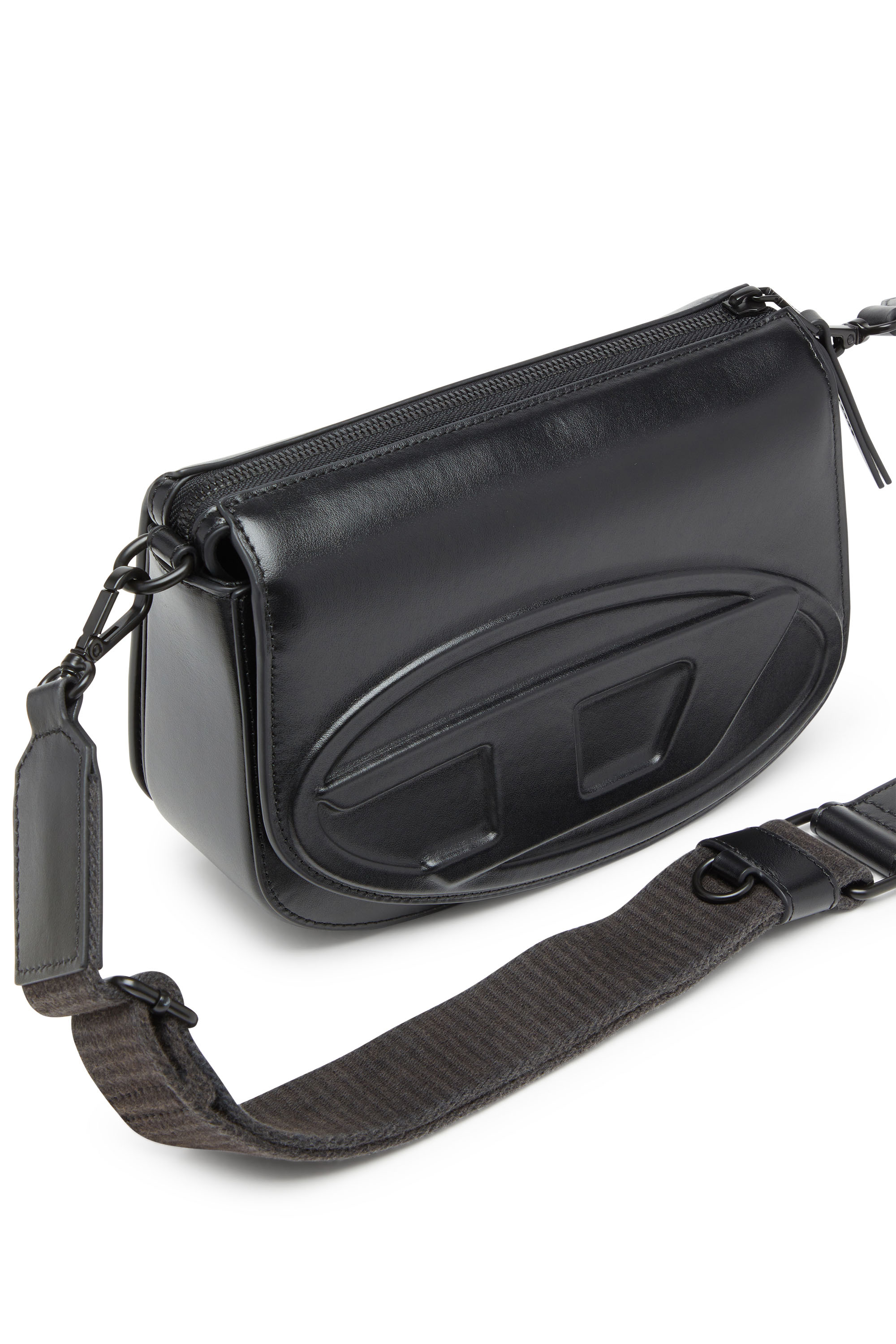 Diesel - 1DR CAMERA BAG, Unisex's 1DR-Camera bag in premium leather in Black - 6